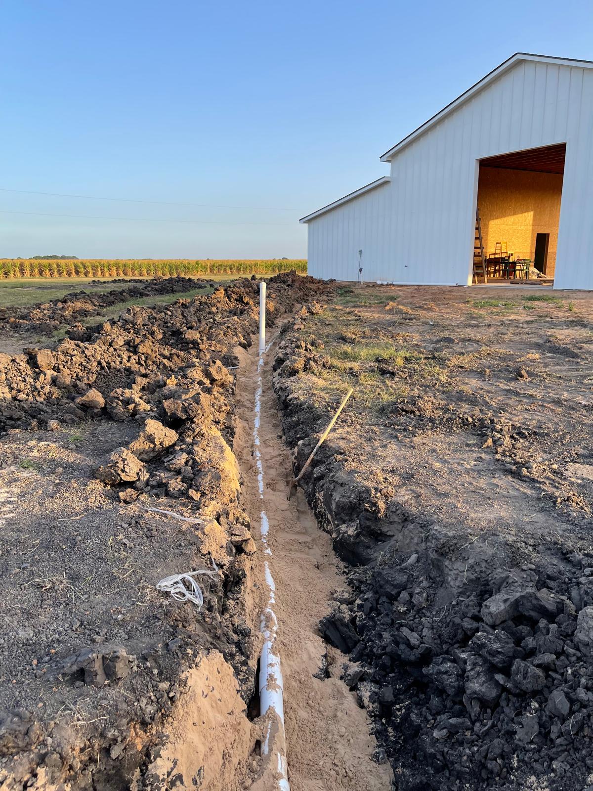 Sewer line trenching